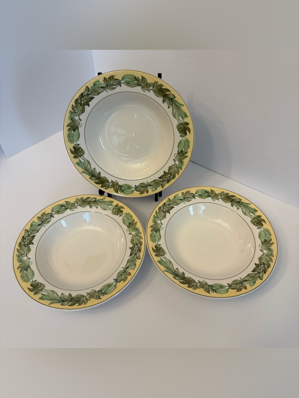 MINT Set of 3 Block China Hudson Valley Rim Soup Cereal Bowls 8.75” GEAR